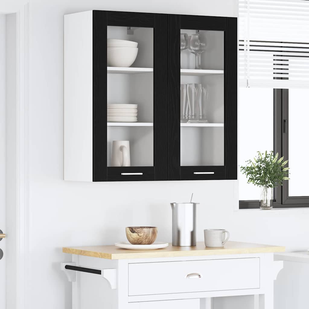 Armadio pensile con porta 2 pcs Rovere Nero 40 x 31 x 80 cm | homemem39