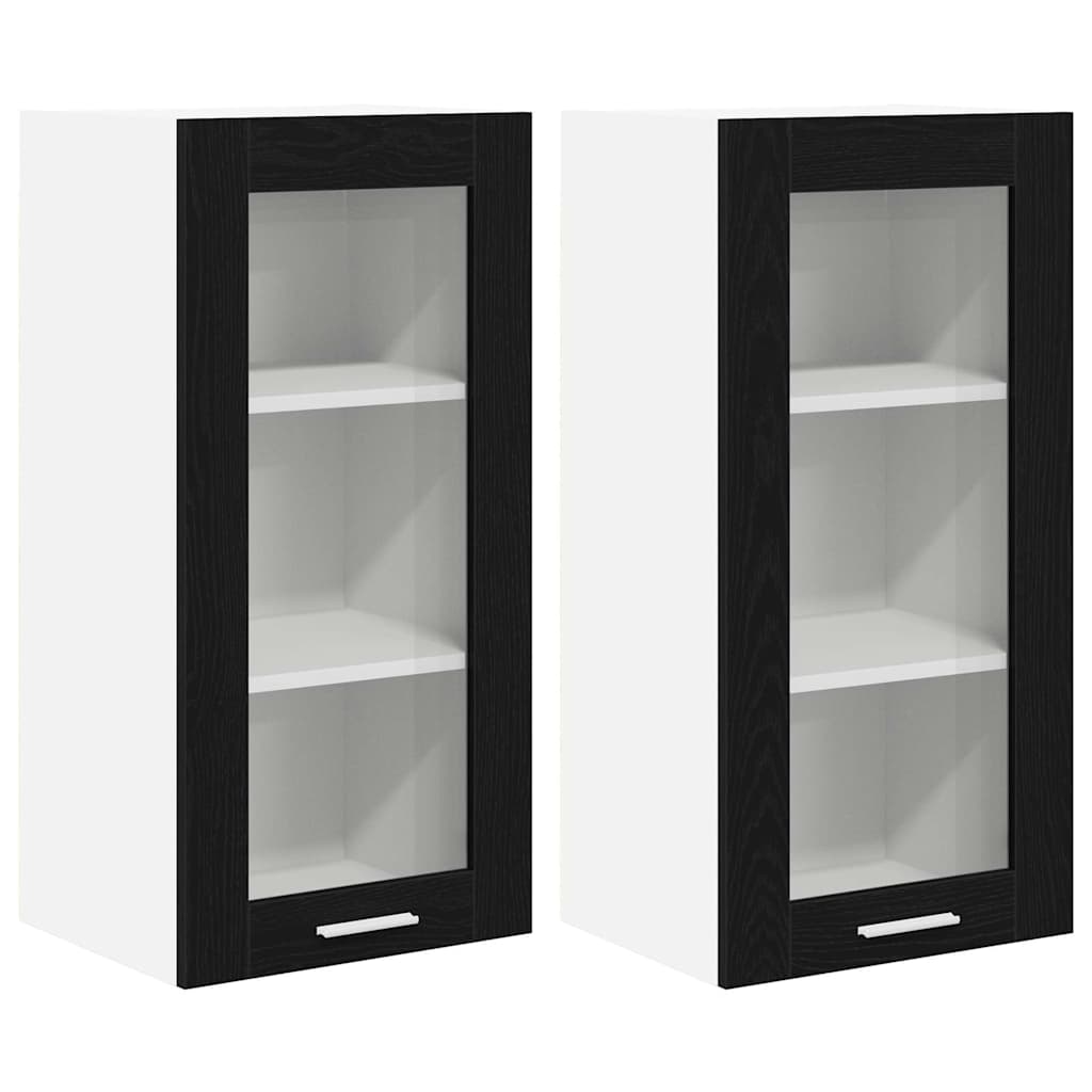Armadio pensile con porta 2 pcs Rovere Nero 40 x 31 x 80 cm | homemem39