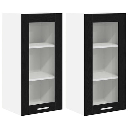 Armadio pensile con porta 2 pcs Rovere Nero 40 x 31 x 80 cm | homemem39