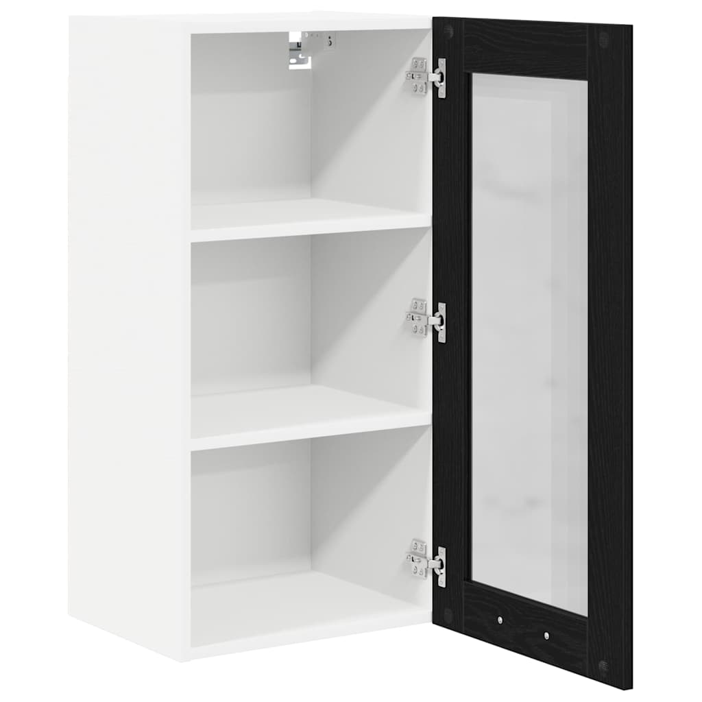 Armadio pensile con porta 2 pcs Rovere Nero 40 x 31 x 80 cm | homemem39