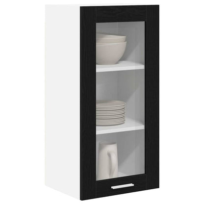 Armadio pensile con porta 2 pcs Rovere Nero 40 x 31 x 80 cm | homemem39