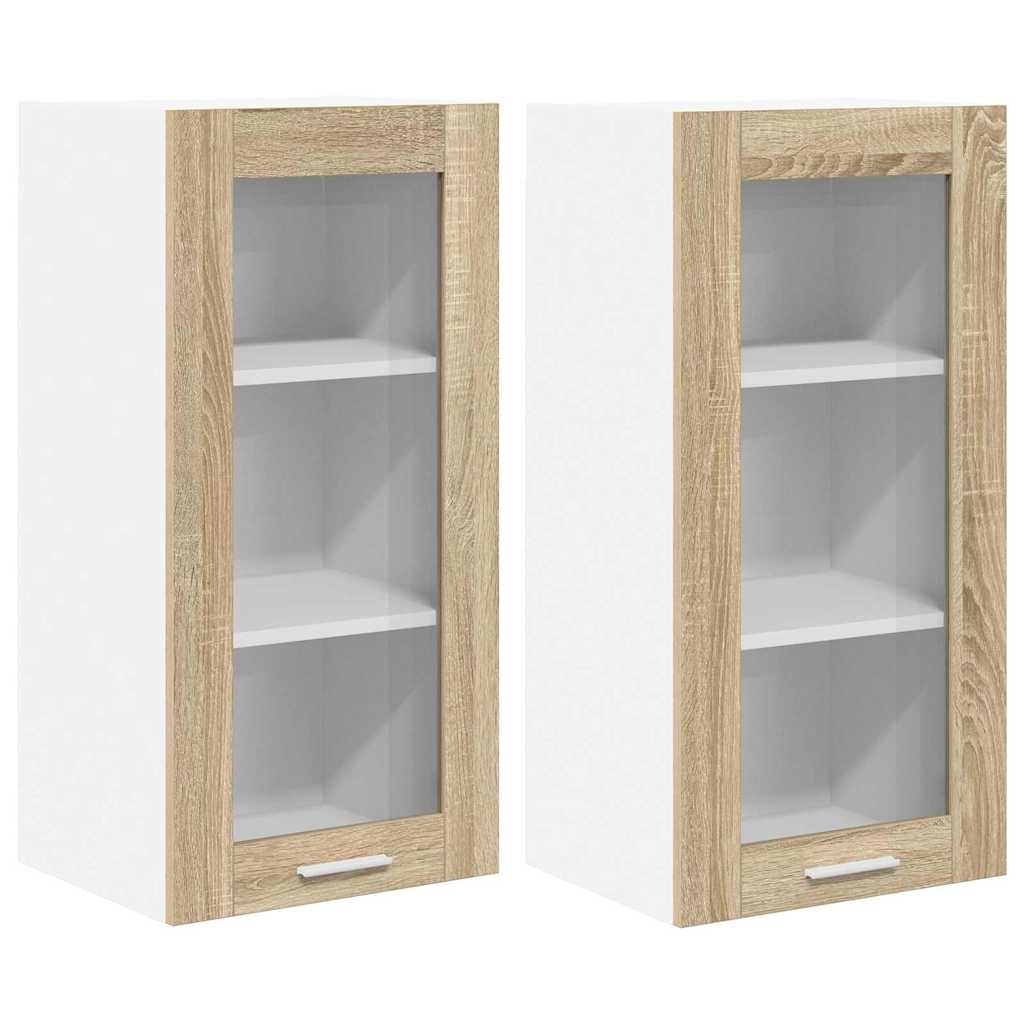 Armadio pensile con porta 2 pcs Rovere Sonoma 40 x 31 x 80 cm | homemem39