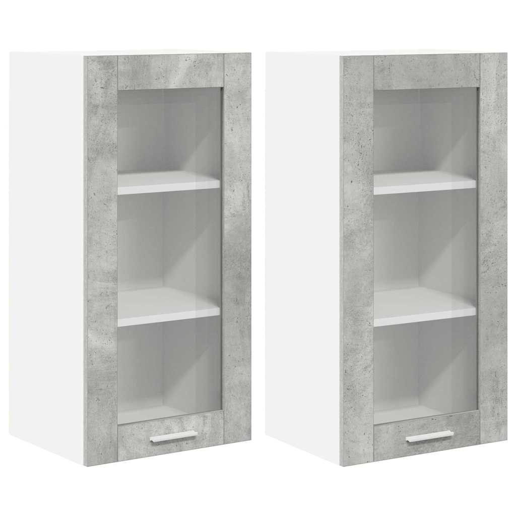 Armadio pensile con porta 2 pcs Grigio cemento 40 x 31 x 80 cm | homemem39