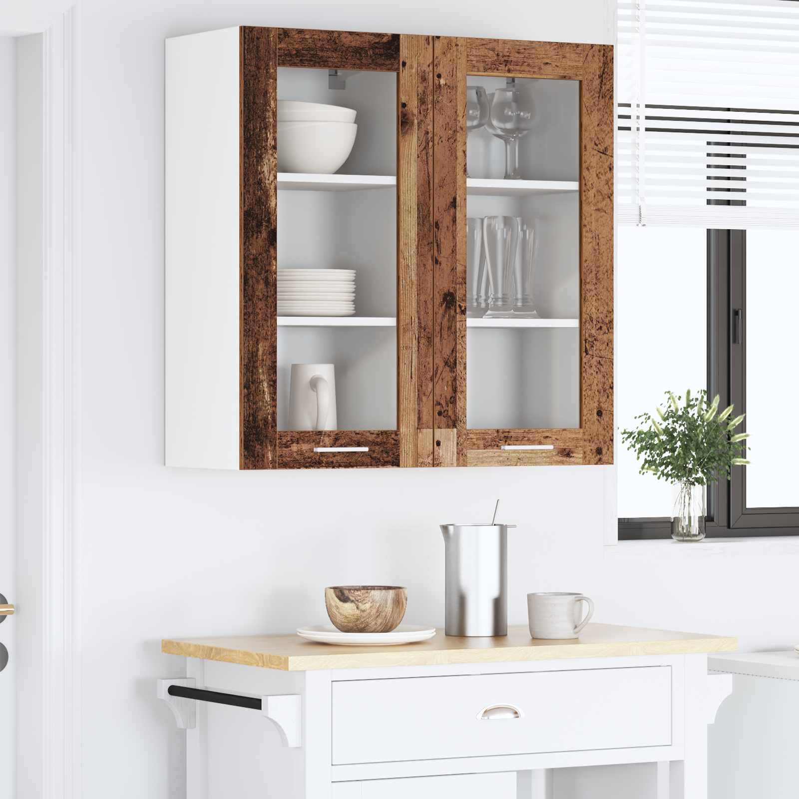 Armadio pensile con porta 2 pcs Legno vecchio 40 x 31 x 80 cm | homemem39