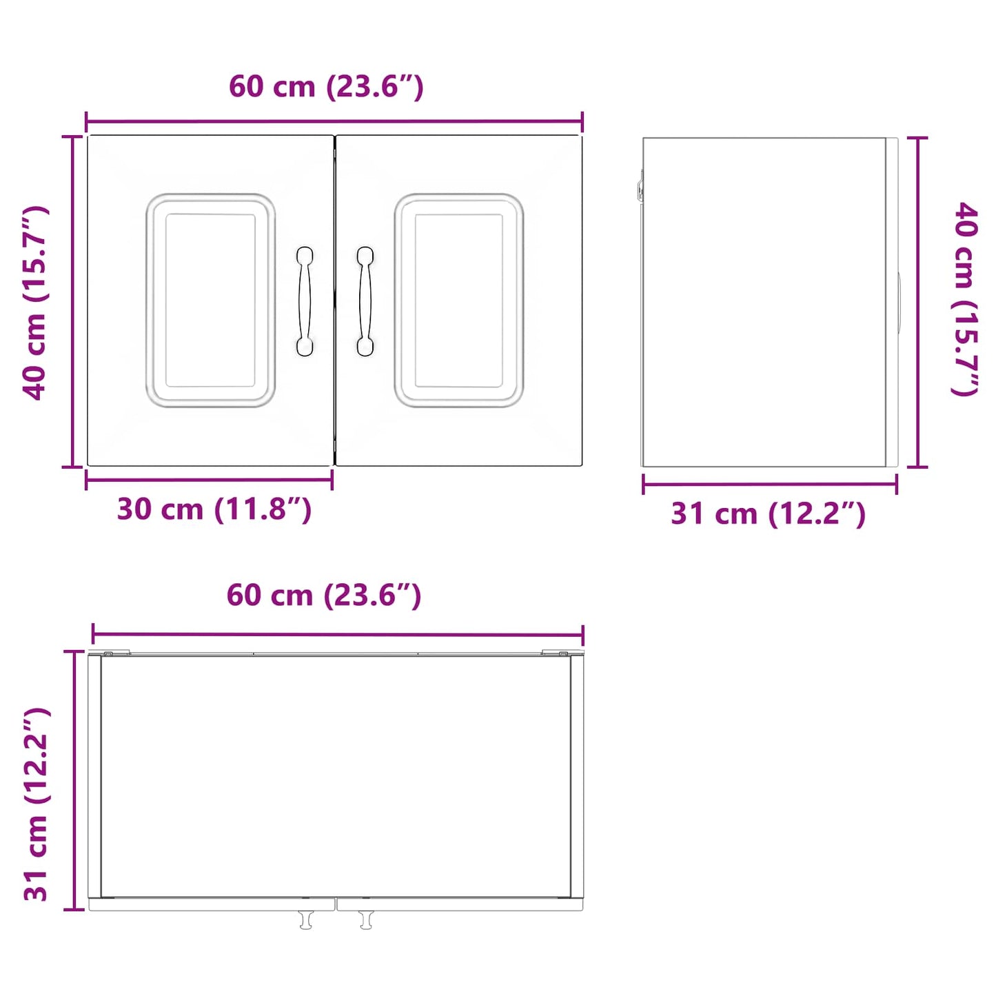 Pannello lavastoviglie Kalmar Legno vecchio 60 x 31 x 40 cm