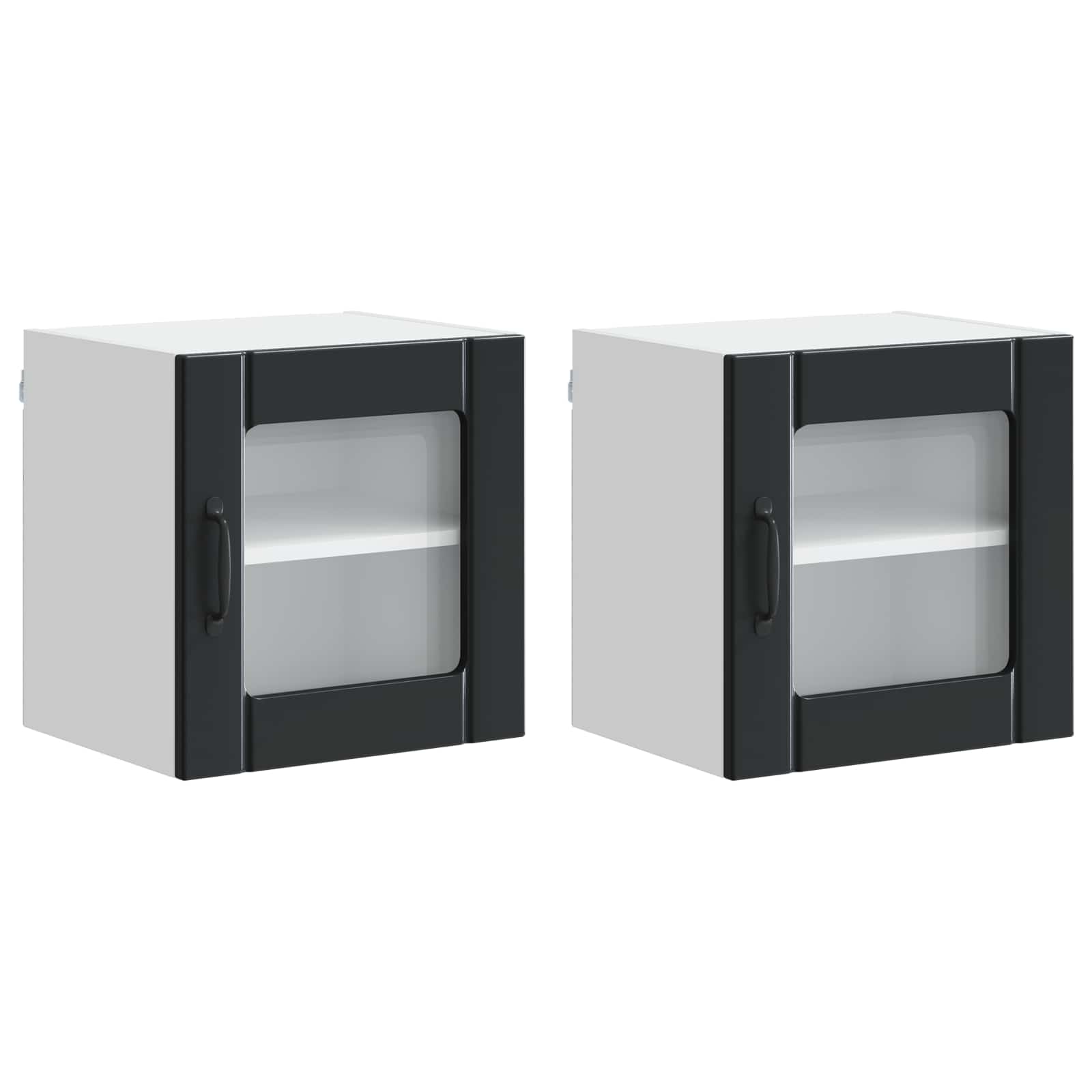 Mobile in vetro da parete LUCCA 2 pcs Nero 40 x 31 x 40 cm | homemem39