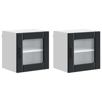 Mobile in vetro da parete LUCCA 2 pcs Nero 40 x 31 x 40 cm | homemem39
