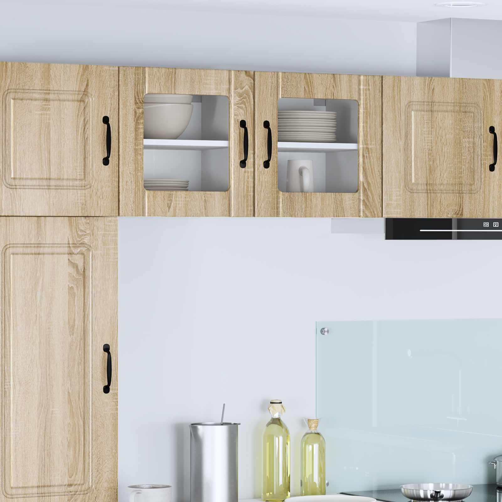 Mobile in vetro da parete LUCCA 2 pcs Rovere Sonoma | homemem39