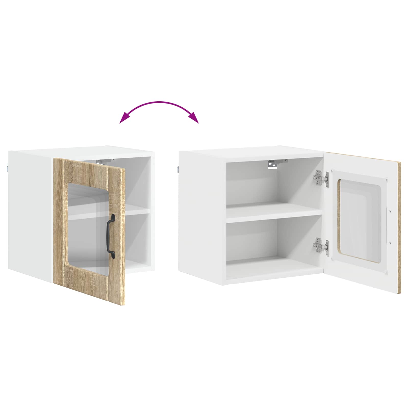 Mobile in vetro da parete LUCCA 2 pcs Rovere Sonoma | homemem39
