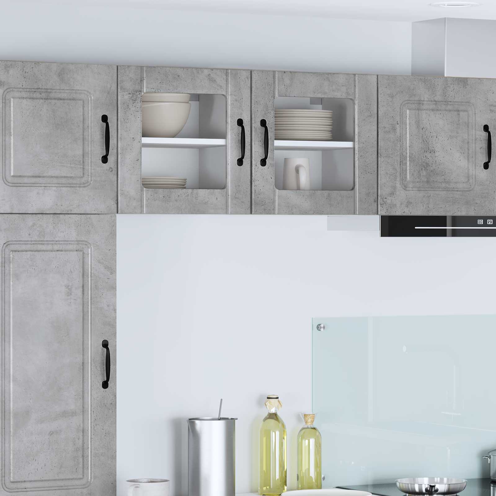 Mobile in vetro da parete LUCCA 2 pcs Grigio Cemento | homemem39