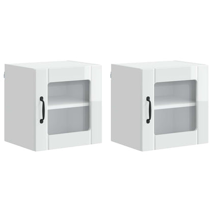 Mobile in vetro da parete LUCCA 2 pcs Bianco Lucido | homemem39