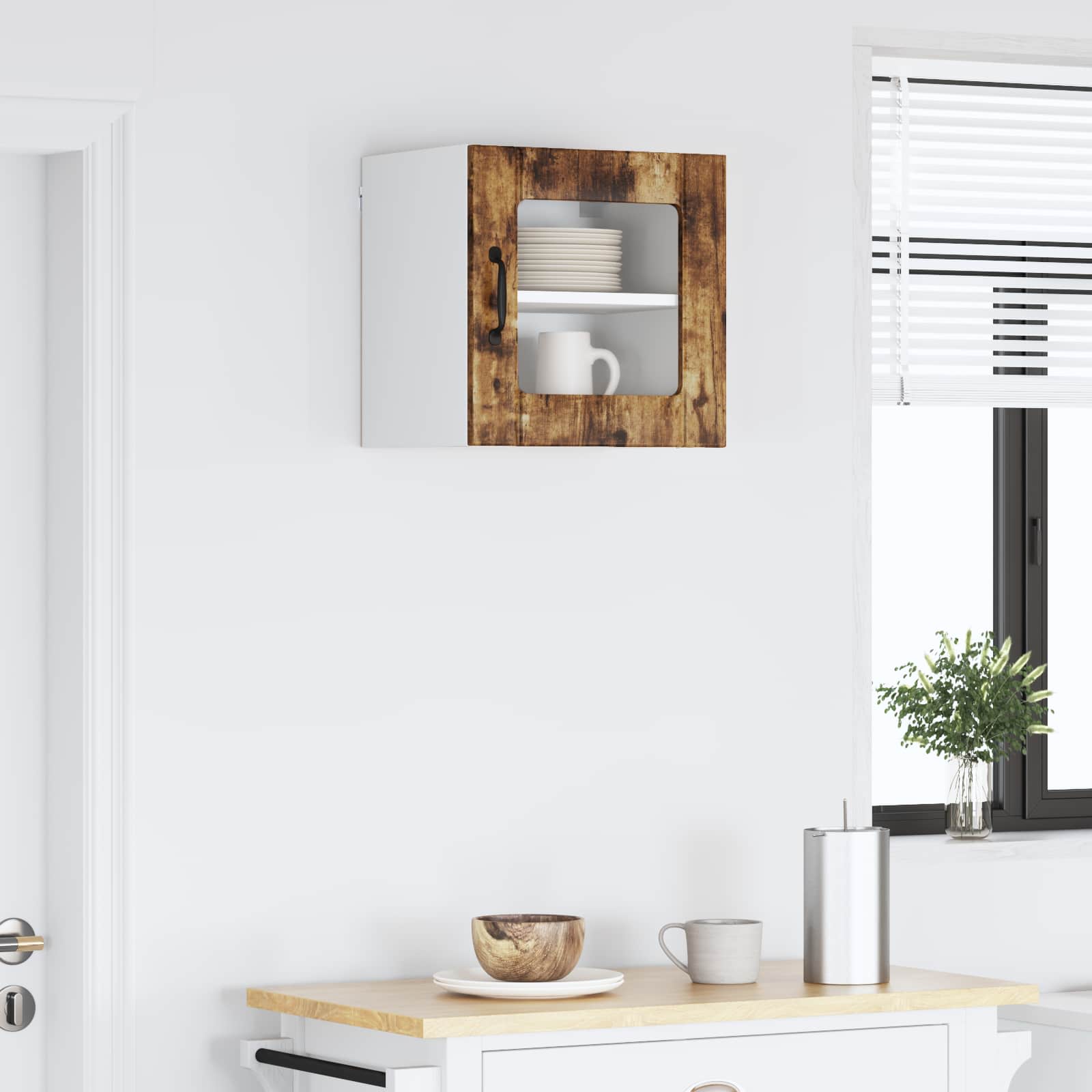 Mobile in vetro da parete LUCCA Rovere Fumo 40 x 31 x 40 cm | homemem39