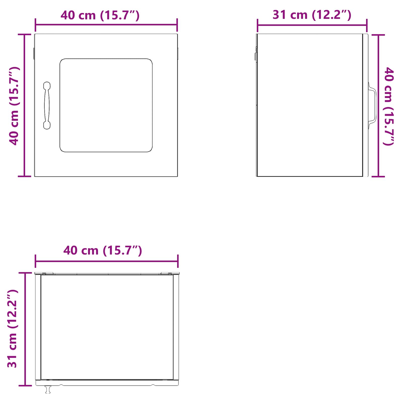 Mobile in vetro da parete LUCCA Rovere Fumo 40 x 31 x 40 cm - homemem39