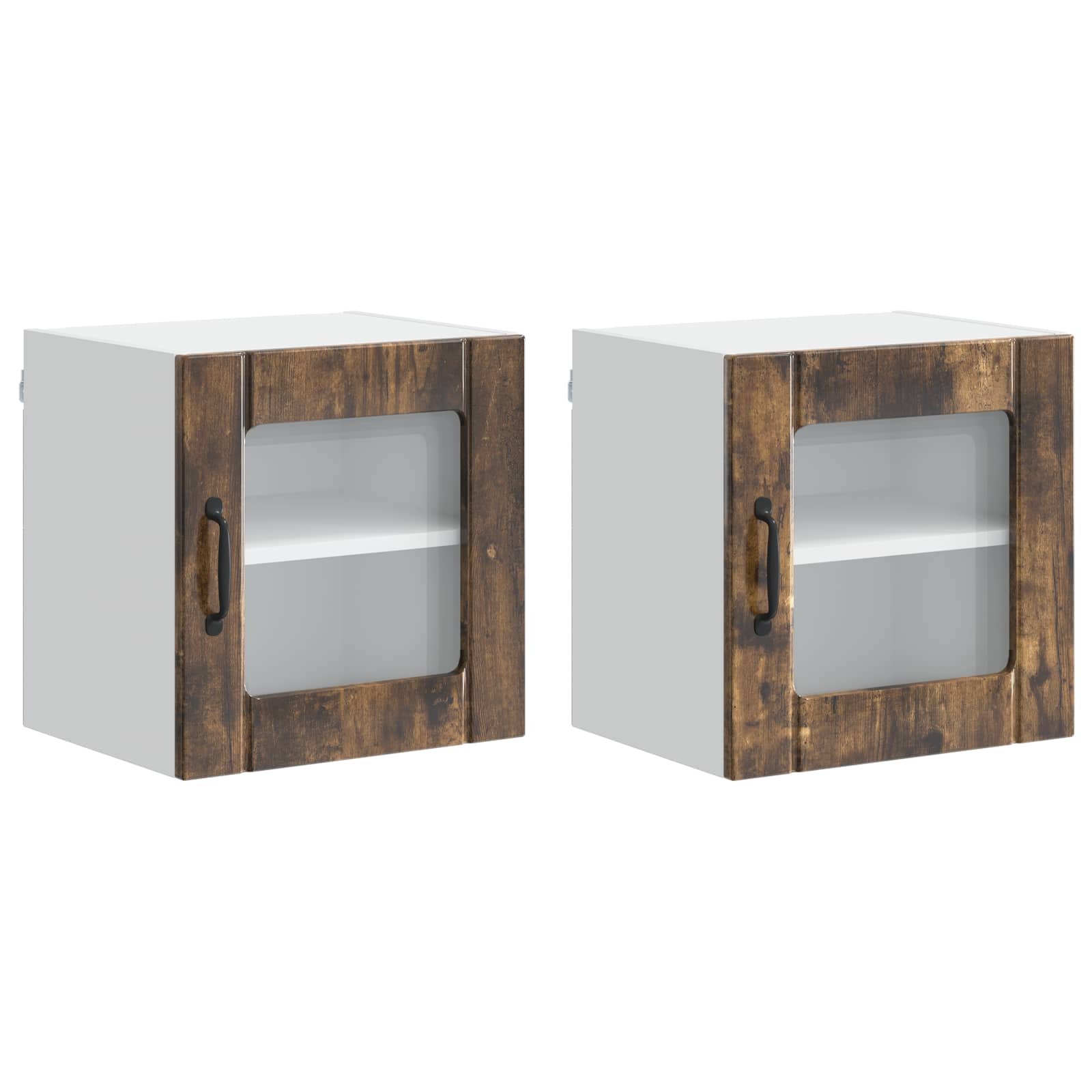 Mobile in vetro da parete LUCCA 2 pcs Rovere Fumo | homemem39