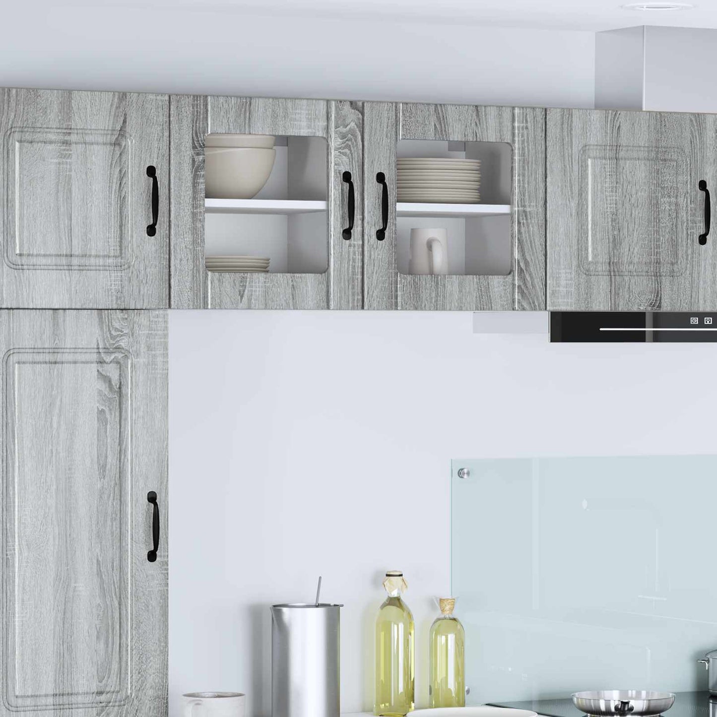 Mobile in vetro da parete LUCCA Grigio Sonoma 40 x 31 x 40 cm | homemem39