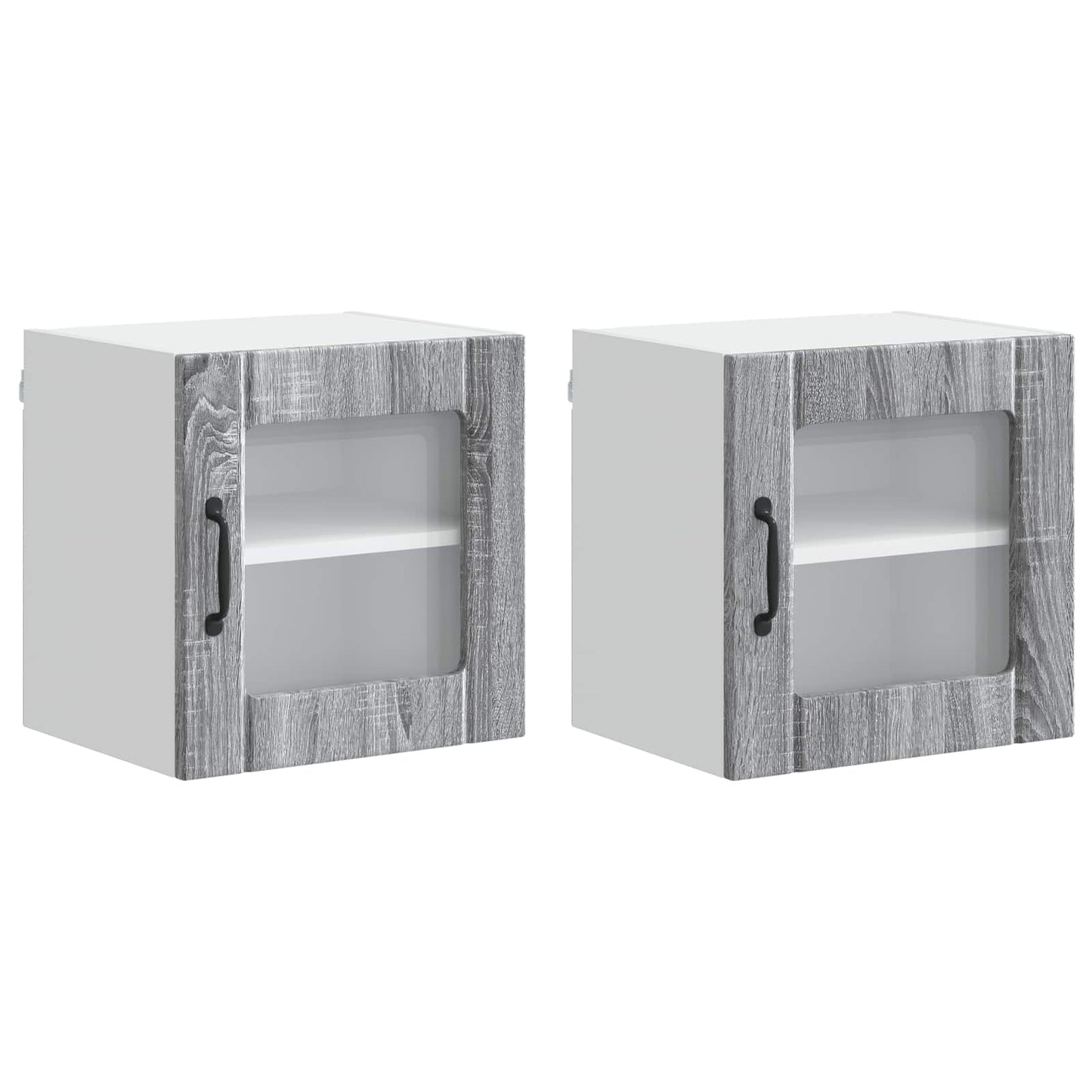 Mobile in vetro da parete LUCCA 2 pcs Grigio Sonoma | homemem39