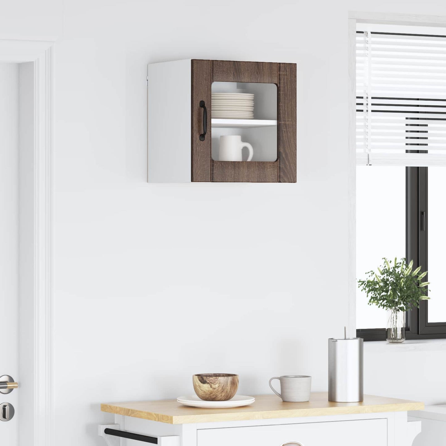 Mobile in vetro da parete LUCCA Rovere Marrone 40 x 31 x 40 cm | homemem39