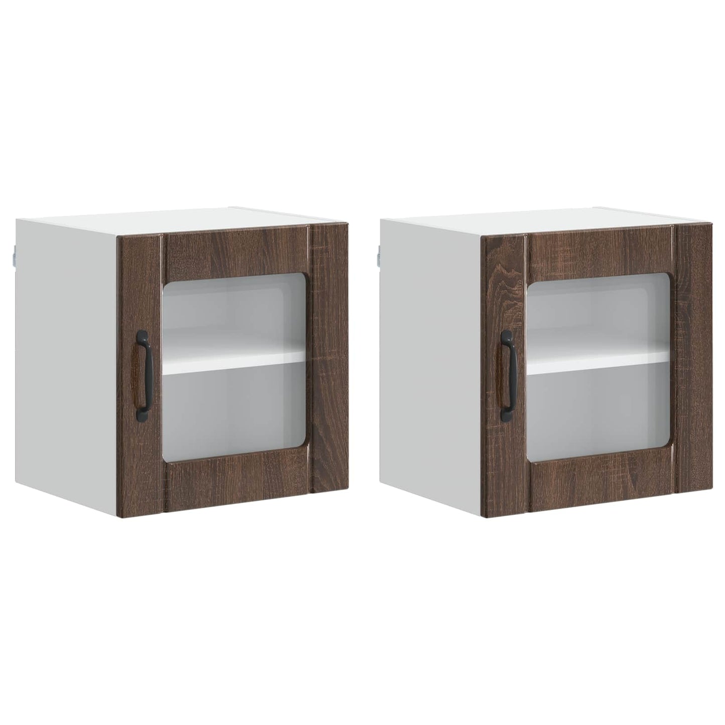 Mobile in vetro da parete LUCCA 2 pcs Rovere Marrone | homemem39