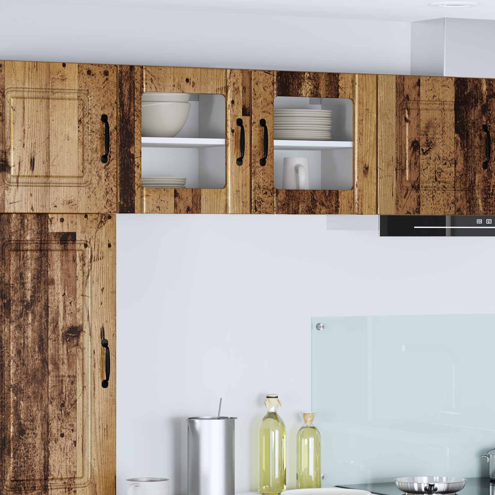 Mobile in vetro da parete LUCCA Legno antico 40 x 31 x 40 cm | homemem39