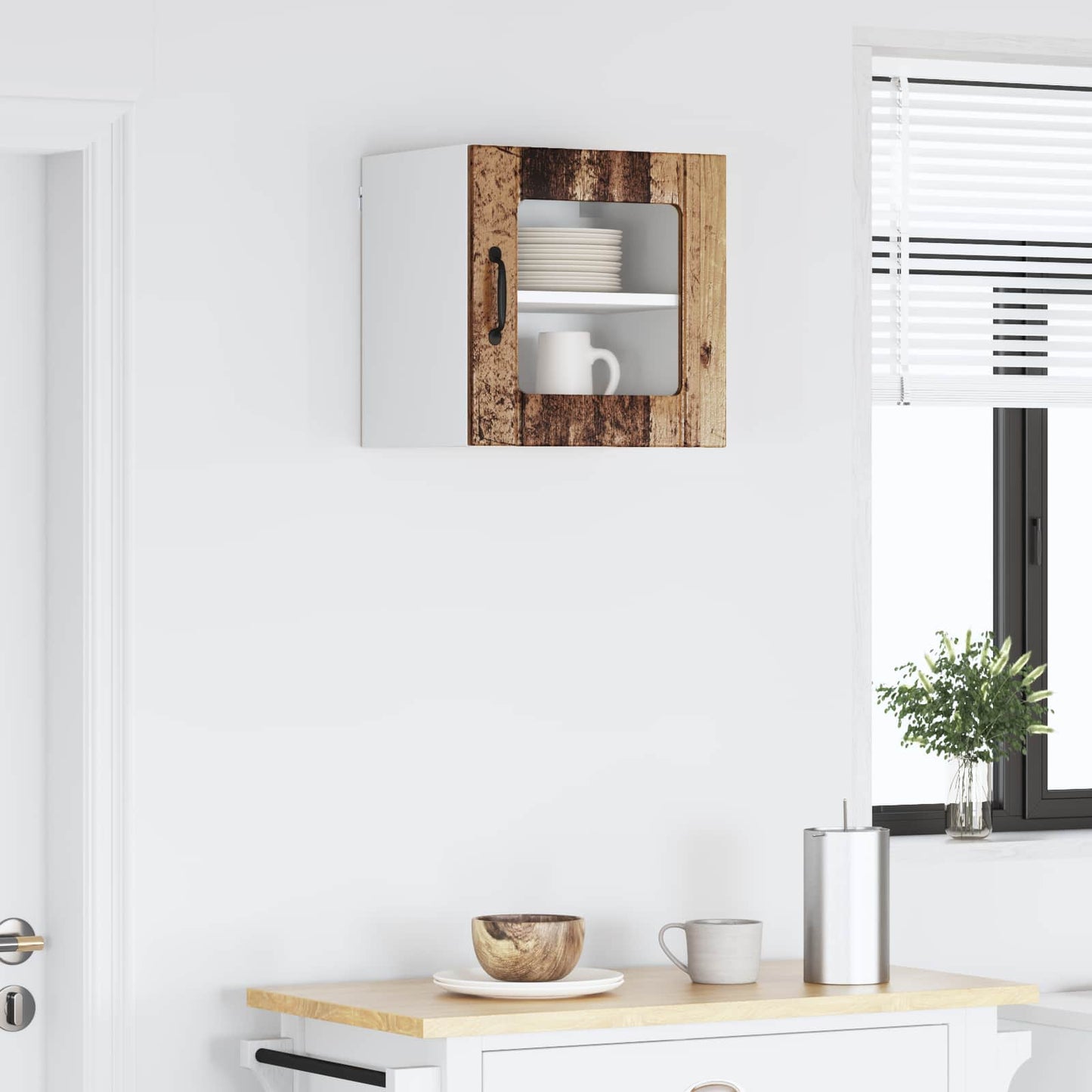 Mobile in vetro da parete LUCCA Legno antico 40 x 31 x 40 cm | homemem39