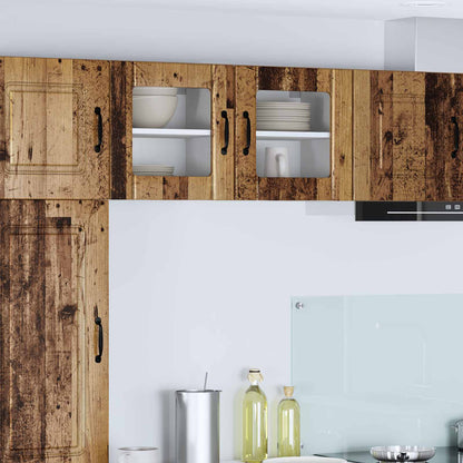 Mobile in vetro da parete LUCCA 2 pcs Legno antico | homemem39