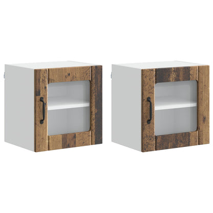 Mobile in vetro da parete LUCCA 2 pcs Legno antico | homemem39