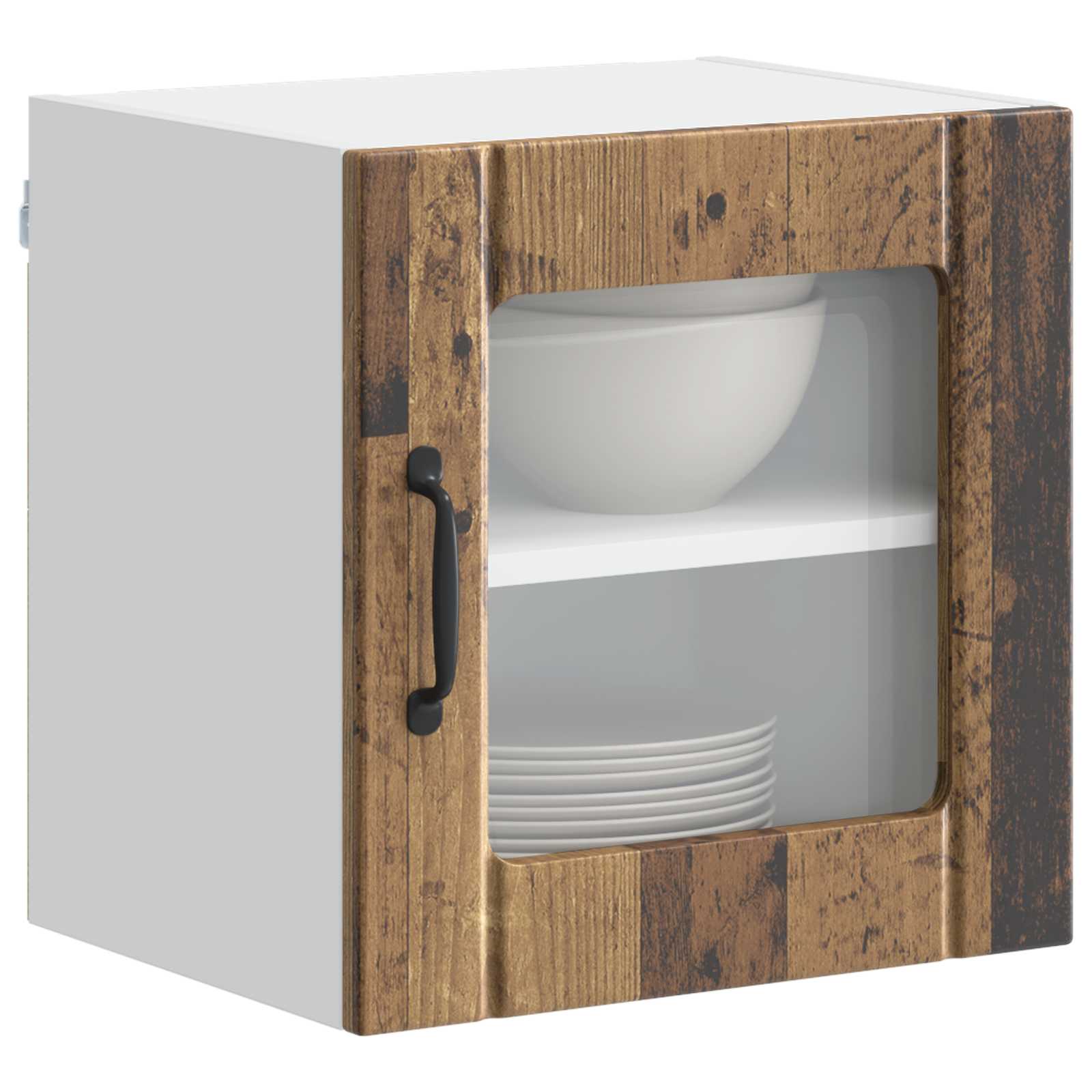 Mobile in vetro da parete LUCCA 2 pcs Legno antico | homemem39