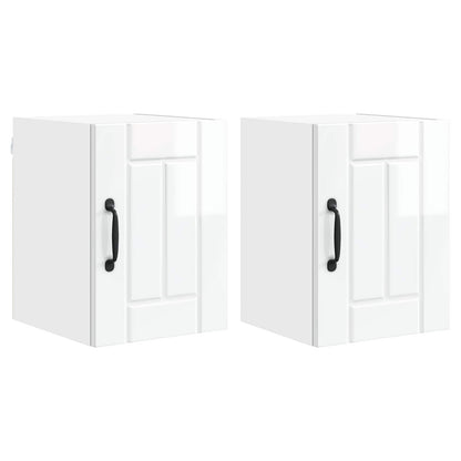 Armadietto a muro LUCCA 2 pz Bianco Lucido Legno ingegnerizzato