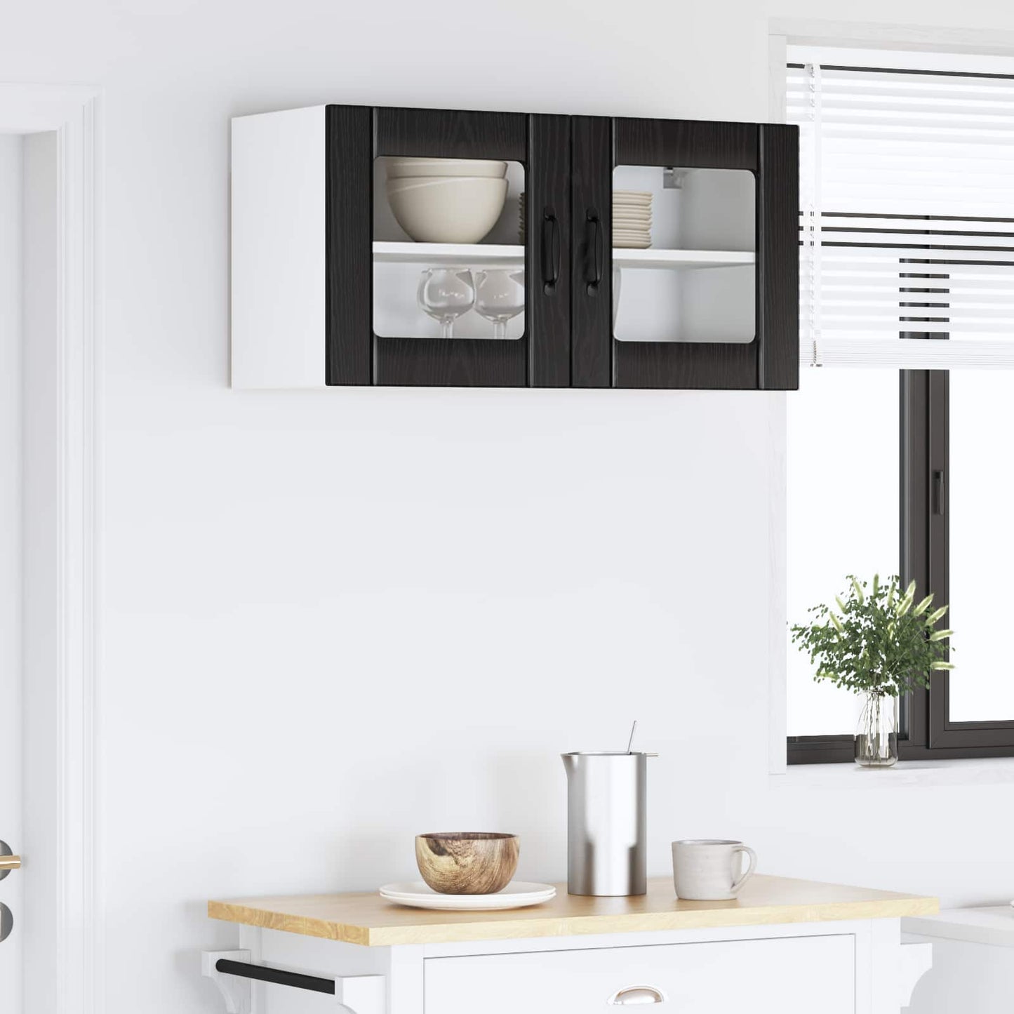 Mobile in vetro da parete LUCCA Rovere Nero 80 x 31 x 40 cm