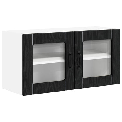 Mobile in vetro da parete LUCCA Rovere Nero 80 x 31 x 40 cm
