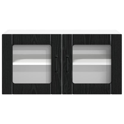 Mobile in vetro da parete LUCCA Rovere Nero 80 x 31 x 40 cm
