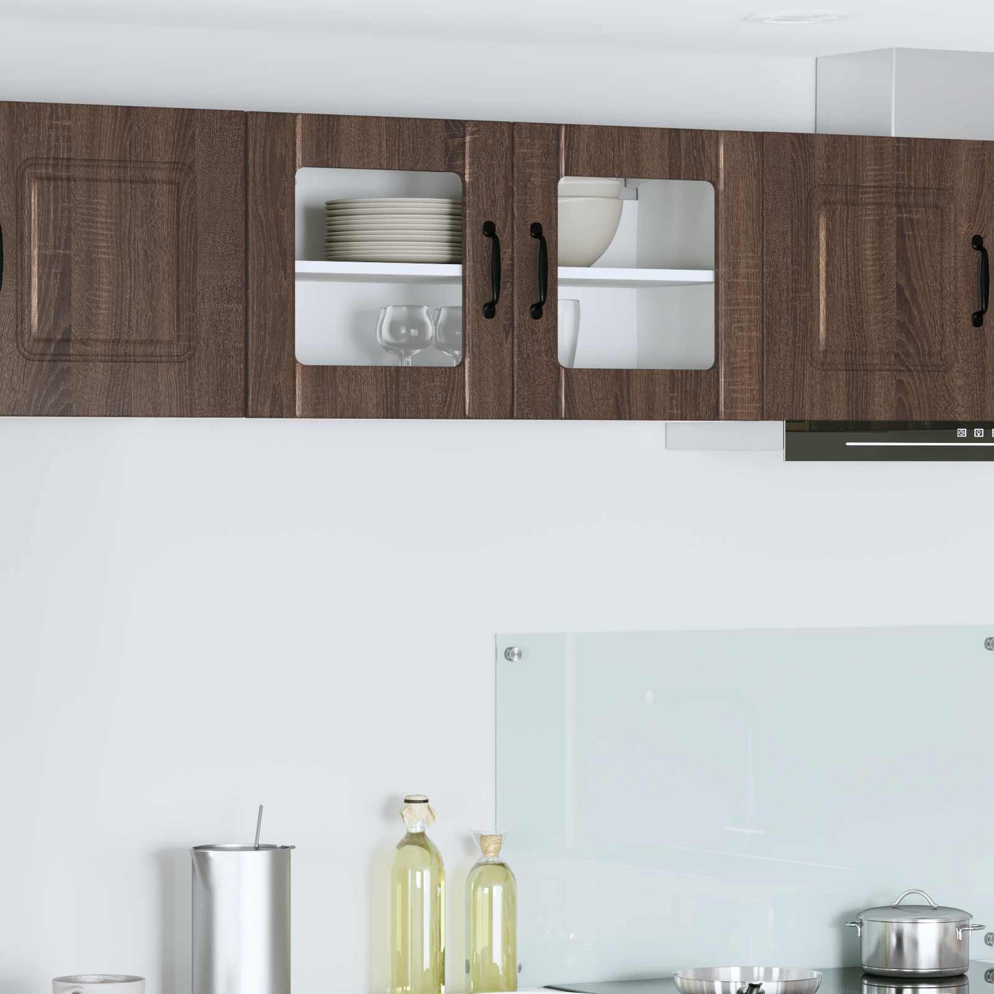 Mobile in vetro da parete LUCCA Rovere Marrone 80 x 31 x 40 cm