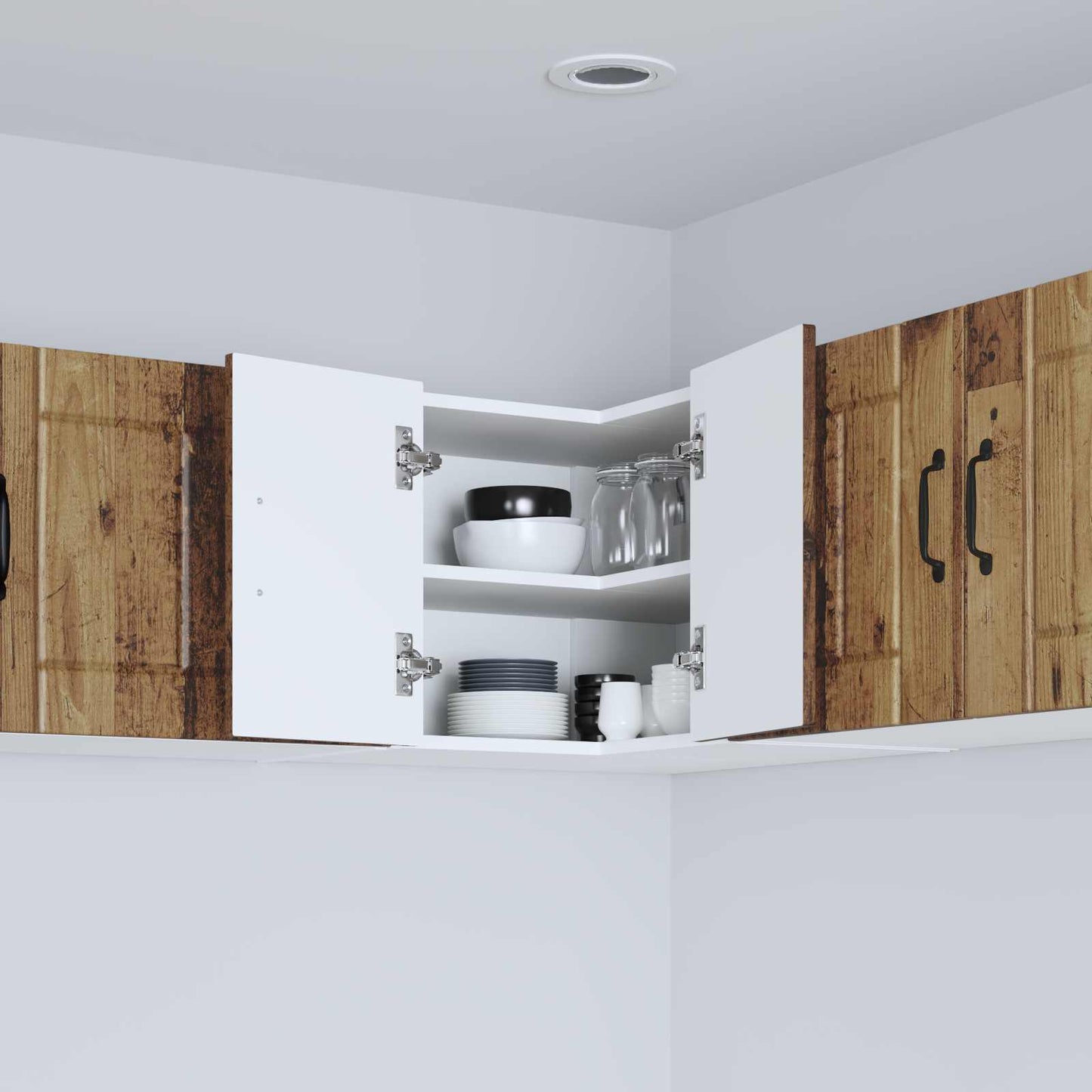Mobile angolare per parete LUCCA Legno antico 57 x 57 x 40 cm