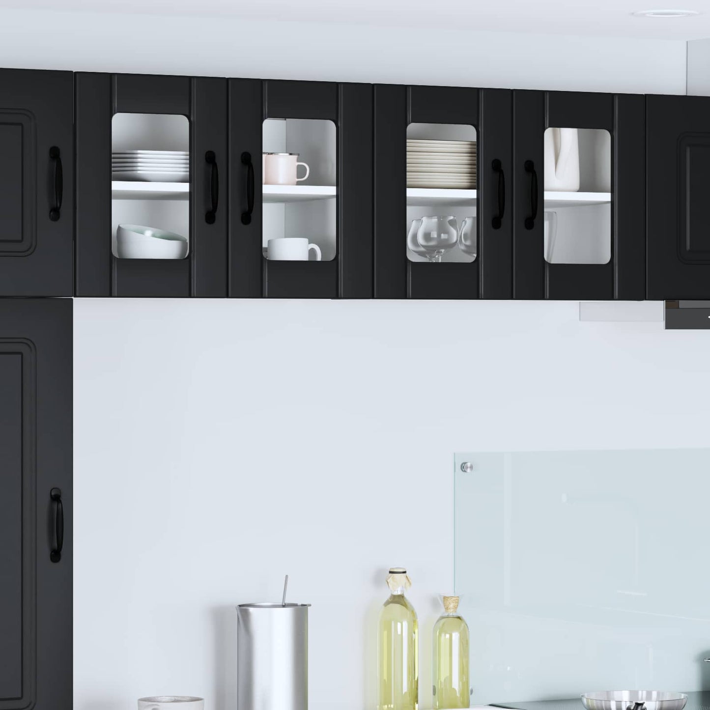 Mobile in vetro da parete LUCCA 2 pcs Nero 60 x 31 x 40 cm