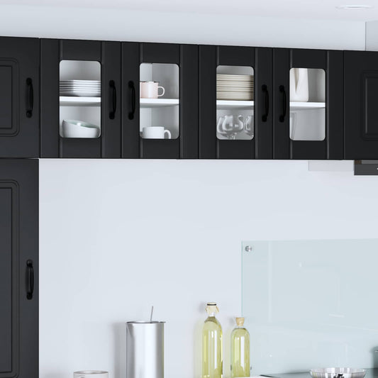 Mobile in vetro da parete LUCCA 2 pcs Nero 60 x 31 x 40 cm