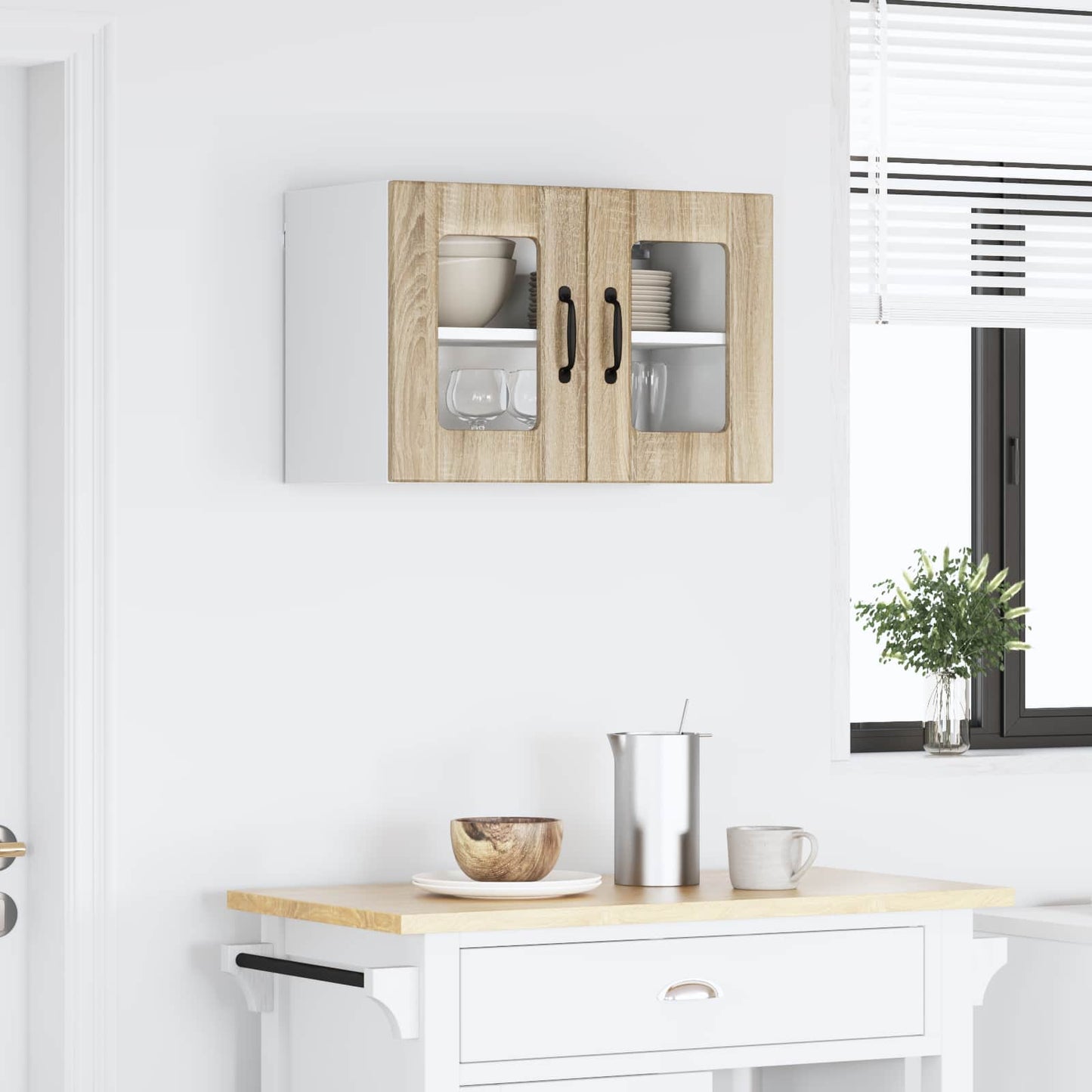 Mobile in vetro da parete LUCCA 2 pcs Rovere Sonoma