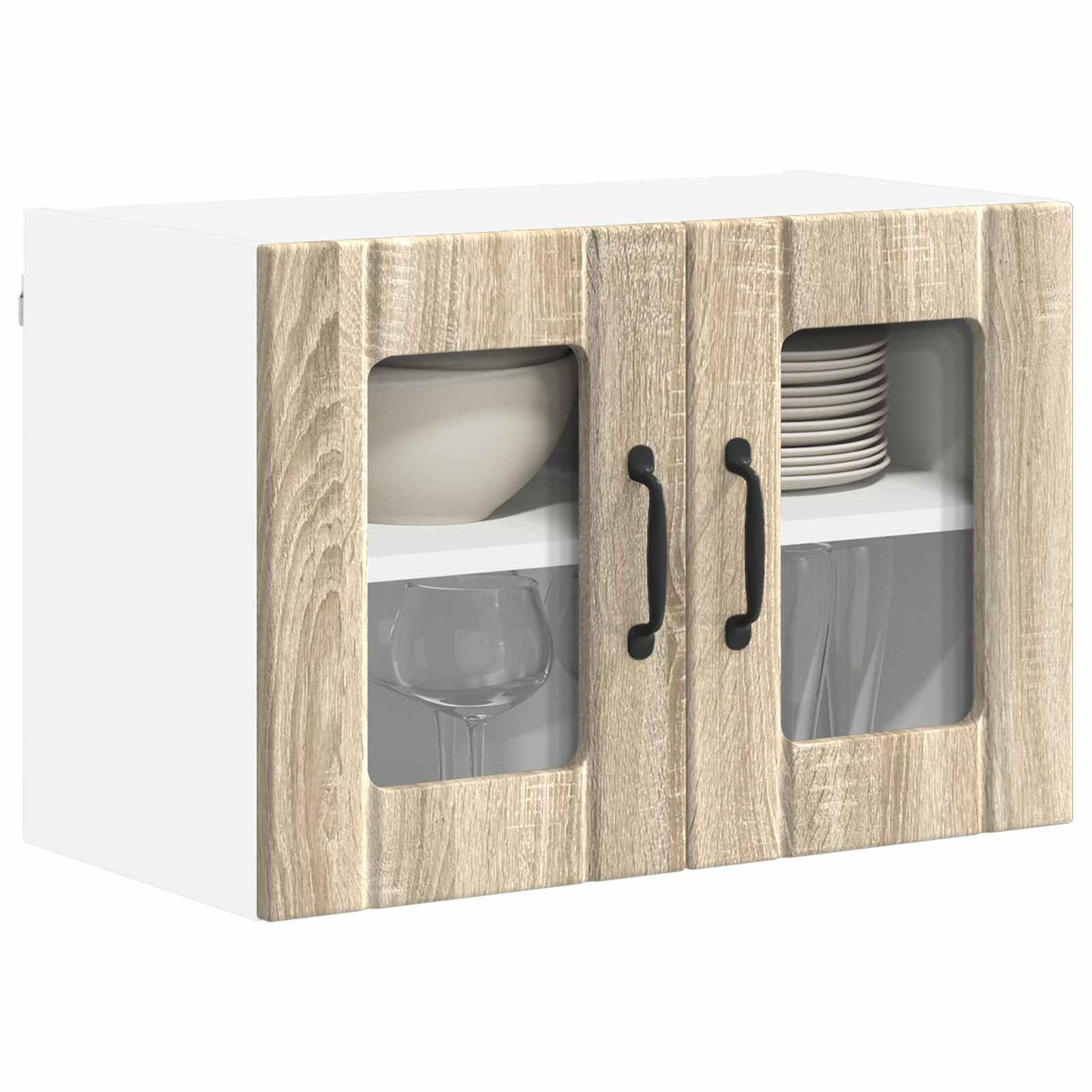 Mobile in vetro da parete LUCCA 2 pz Rovere Sonoma