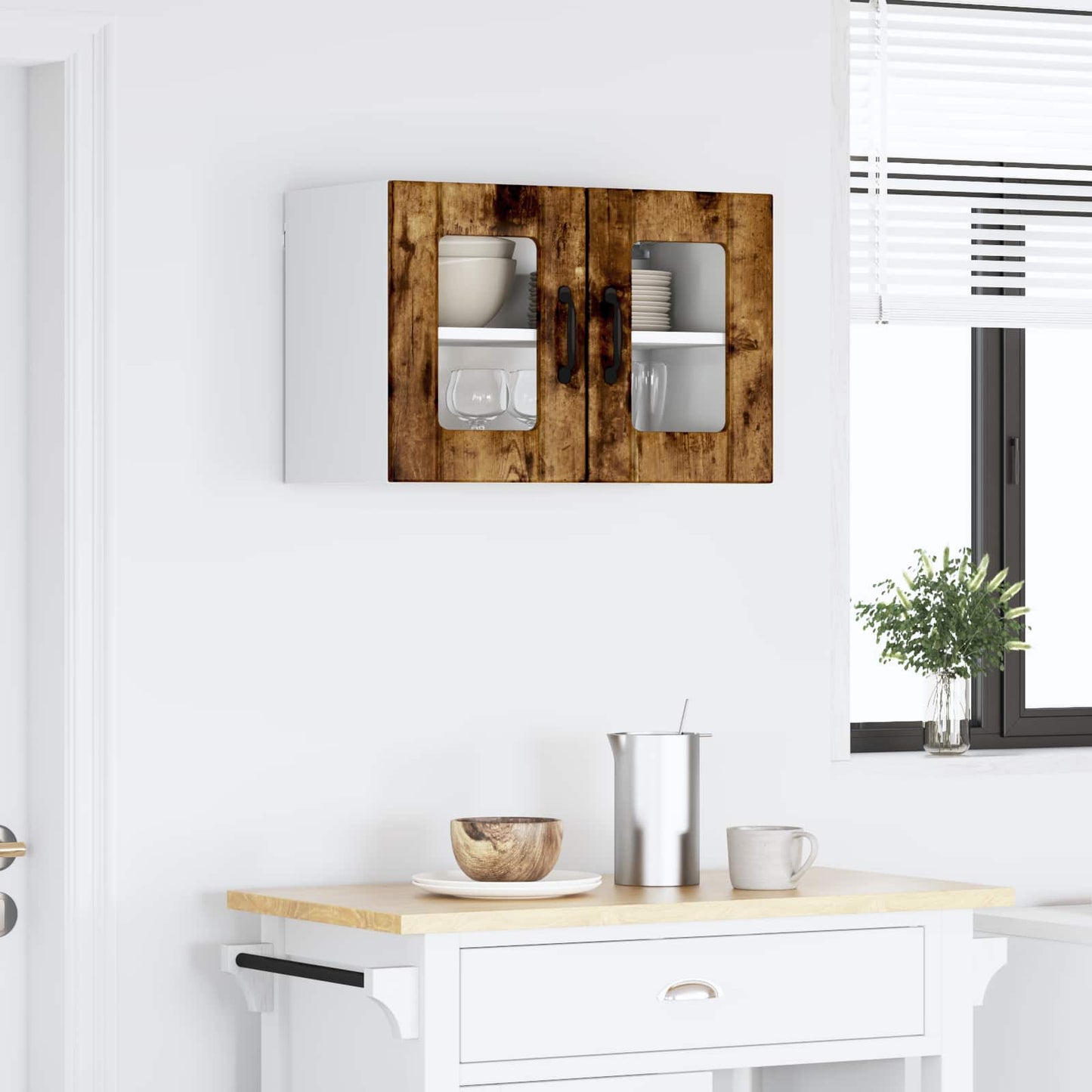 Mobile in vetro da parete LUCCA Rovere Fumo 60 x 31 x 40 cm