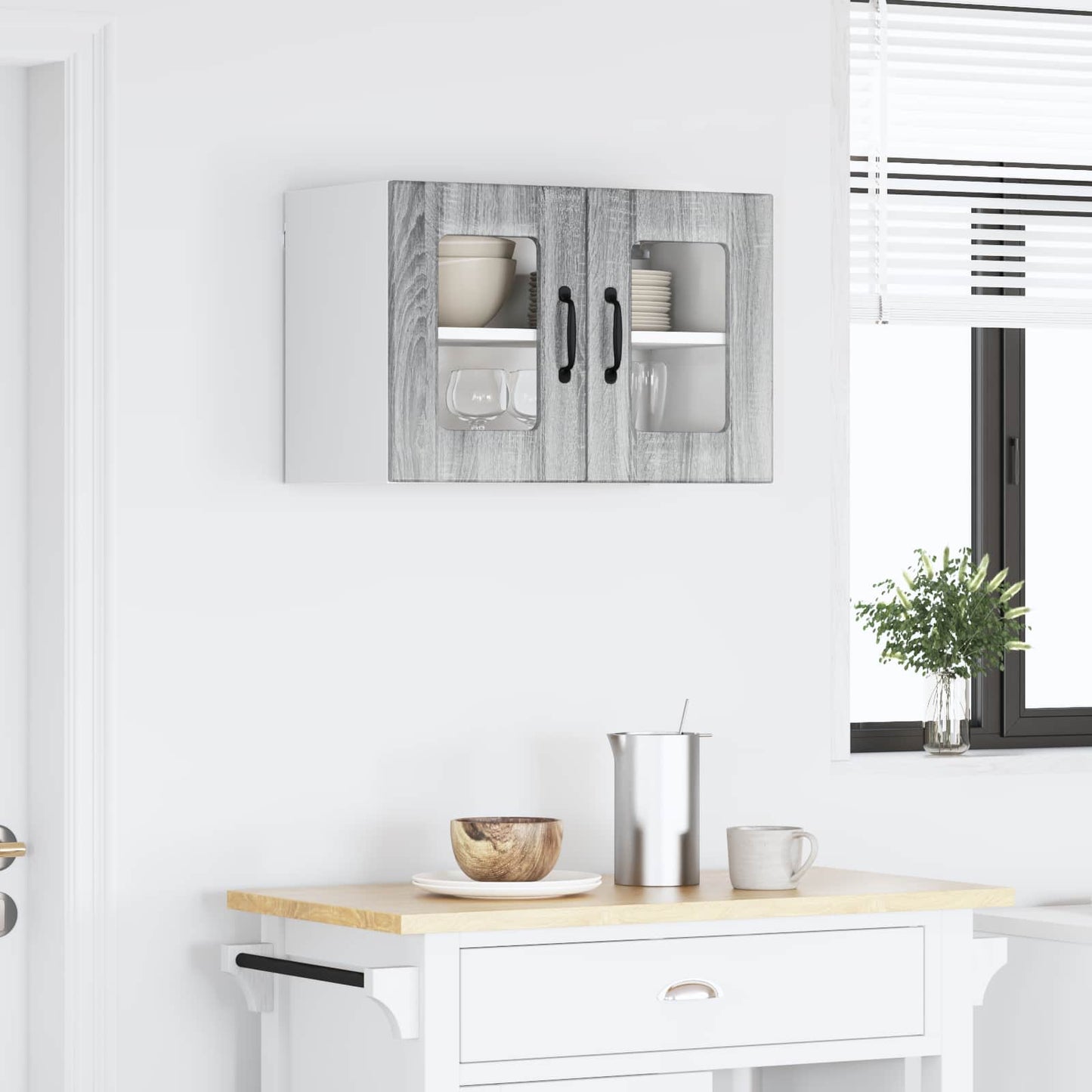 Mobile in vetro da parete LUCCA Grigio Sonoma 60 x 31 x 40 cm