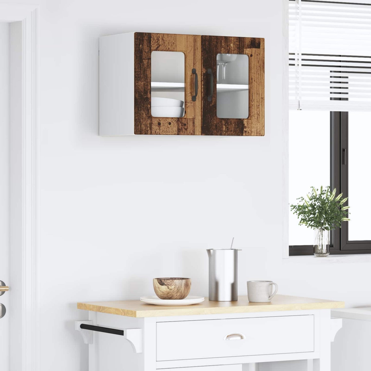 Mobile in vetro da parete LUCCA Legno antico 60 x 31 x 40 cm