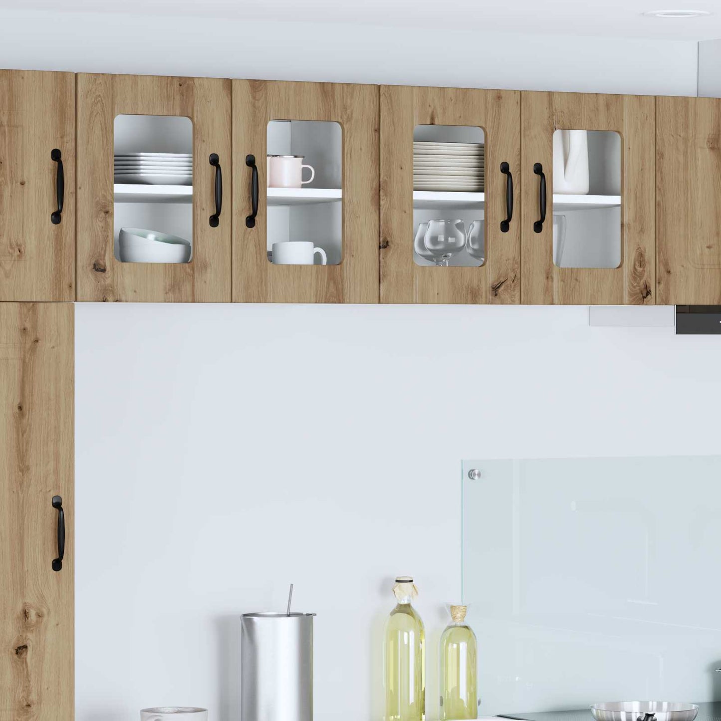 Mobile in vetro da parete LUCCA 2 pcs Rovere Artigianale