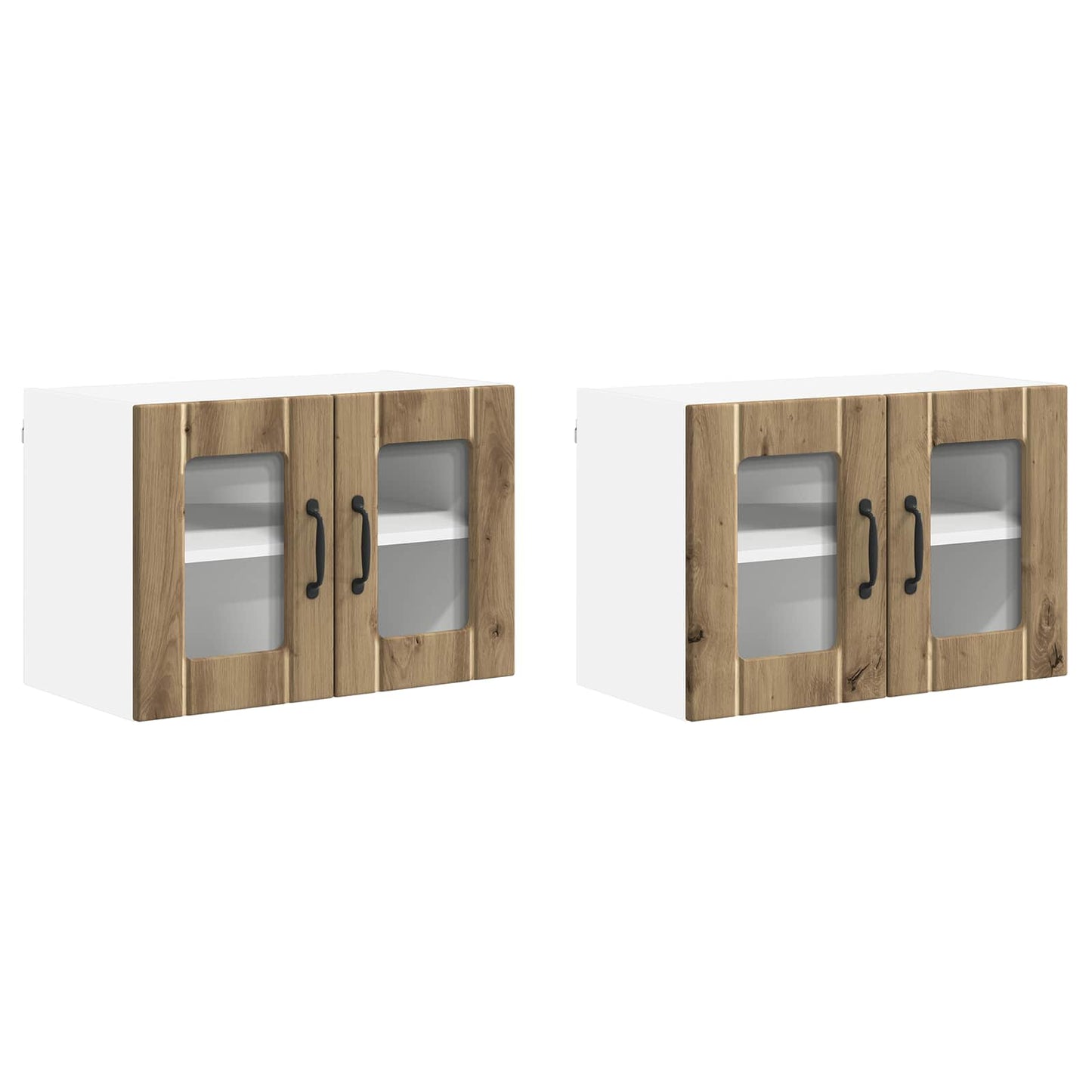 Mobile in vetro da parete LUCCA 2 pz Rovere Artigianale