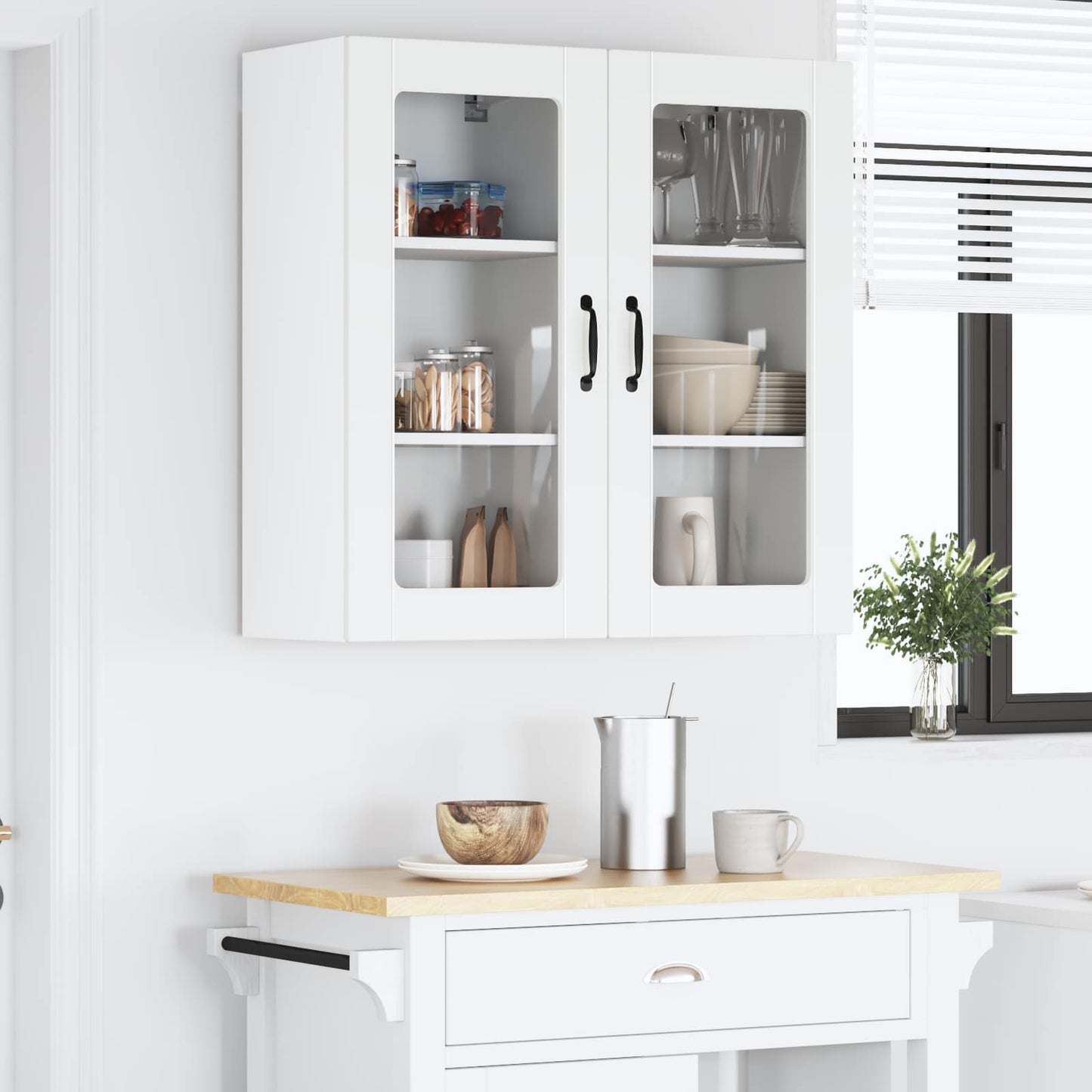 Mobile in vetro da parete LUCCA 2 pcs Bianco 40 x 31 x 80 cm
