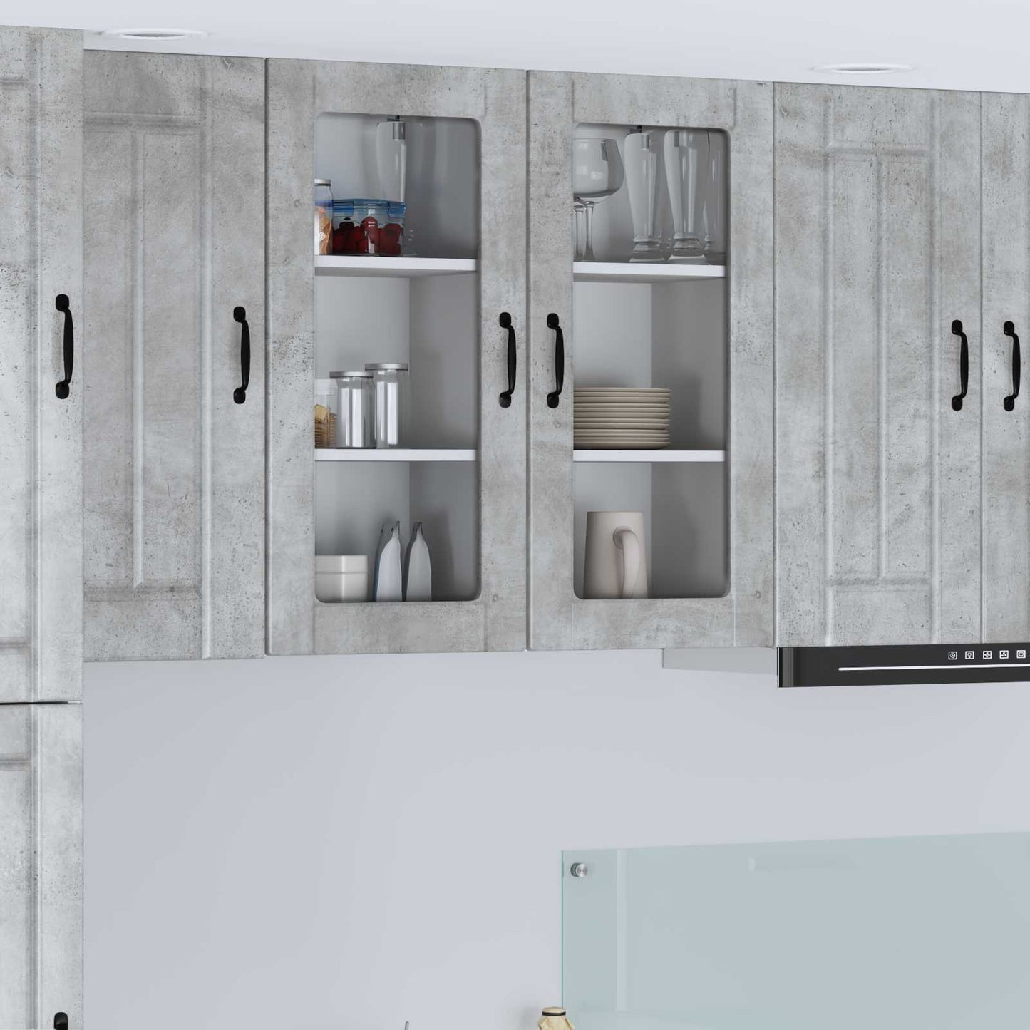 Mobile in vetro da parete LUCCA 2 pcs Grigio Cemento