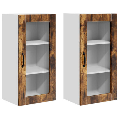 Mobile in vetro da parete LUCCA 2 pz Rovere Fumo