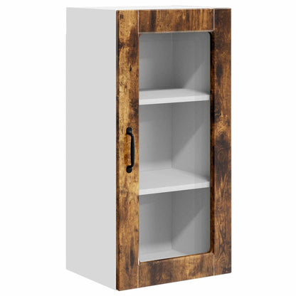 Mobile in vetro da parete LUCCA 2 pz Rovere Fumo