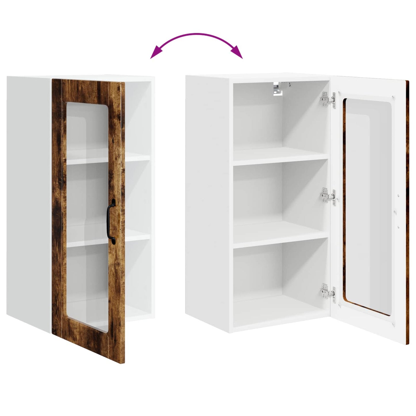 Mobile in vetro da parete LUCCA 2 pz Rovere Fumo