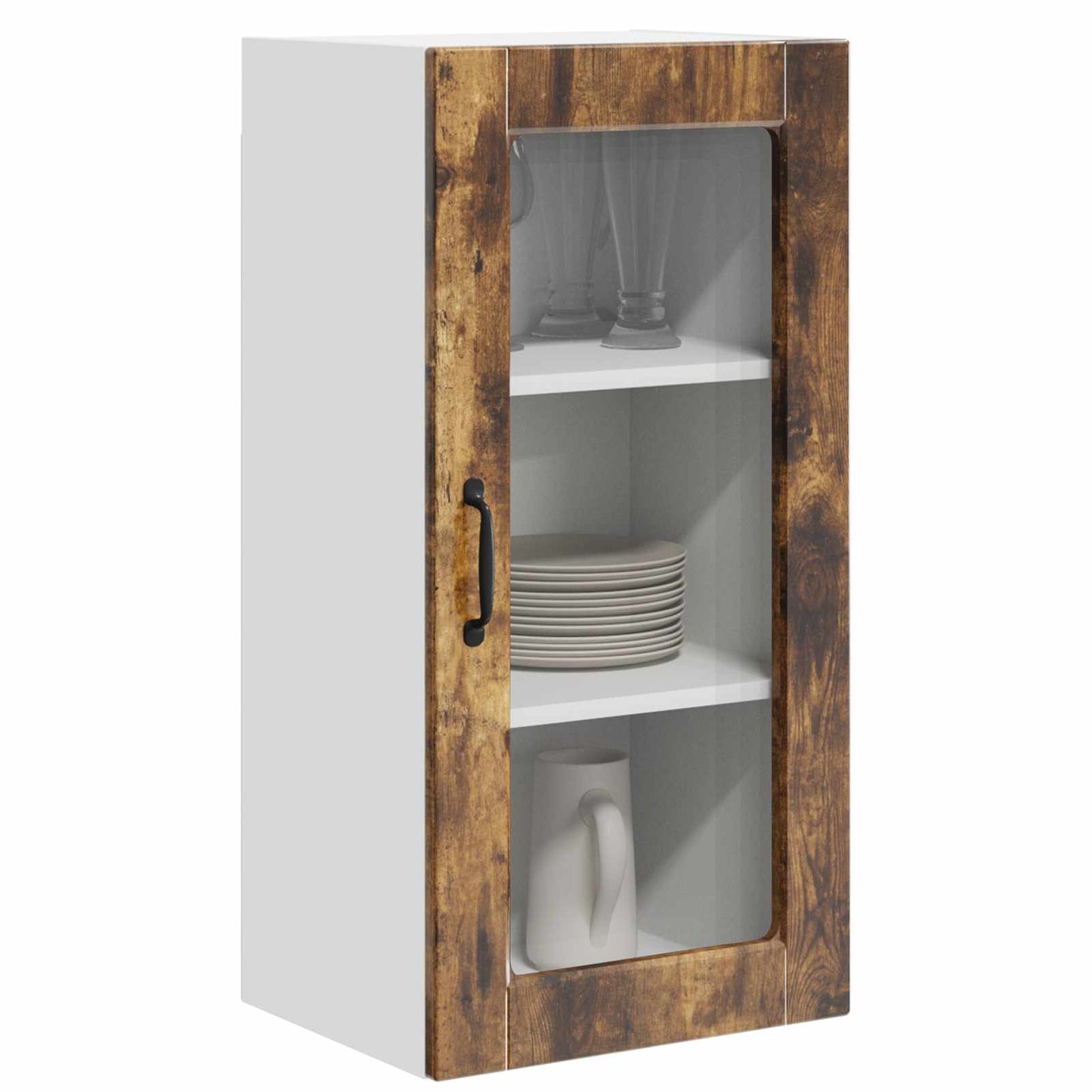 Mobile in vetro da parete LUCCA 2 pcs Rovere Fumo