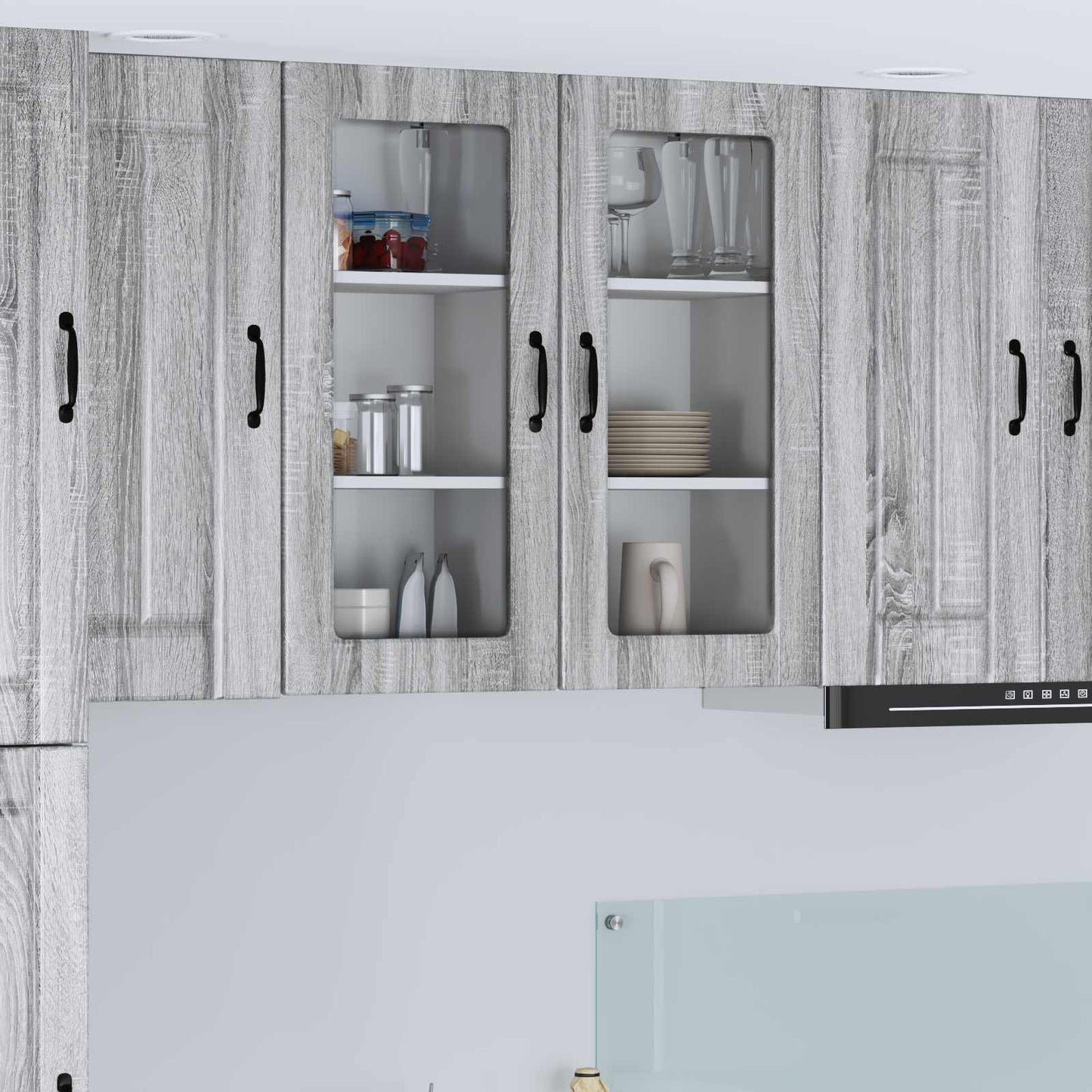 Mobile in vetro da parete LUCCA 2 pcs Grigio Sonoma