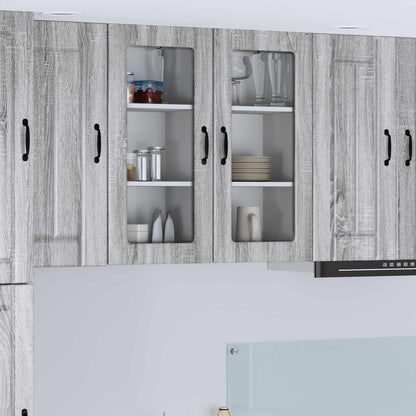 Mobile in vetro da parete LUCCA 2 pcs Grigio Sonoma